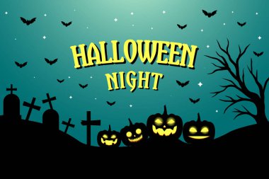 Cadılar Bayramı ürkütücü gece arkaplanı illüstrasyon tasarımı