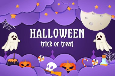 kağıt kesimi sanat cadılar bayramı arkaplan çizimi tasarımı