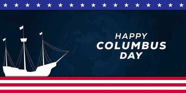 Papier Kunst Glücklich Kolumbus Tag Banner Illustration — Stockvektor