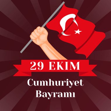 düz tasarım 29 ekim cumhuriyet bayrami illüstrasyonu