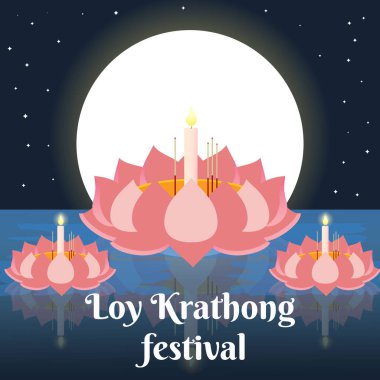 düz tasarım loy krathong festivali illüstrasyonu