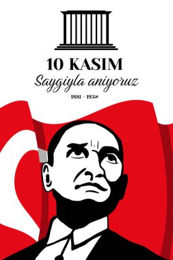 10 Kasım say giyla aniyoruz dikey afiş illüstrasyonu