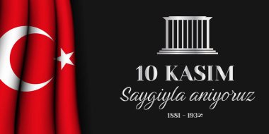 gerçekçi 10 kasim saygiyla aniyoruz banner illüstrasyon
