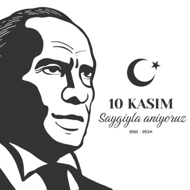 düz tasarım 10 kasim saygiyla aniyoruz illüstrasyon