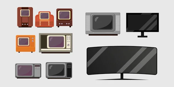 数年から数年のテレビの進化を描いた図です — ストックベクタ