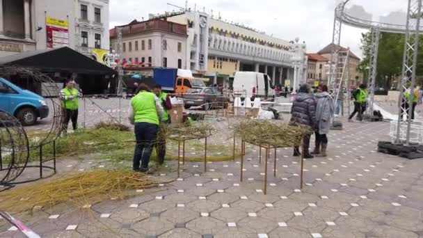 Timisoara Rumänien April 2019 Victory Square Vackra Blomsterdekorationer Timfloralis Internationella — Stockvideo