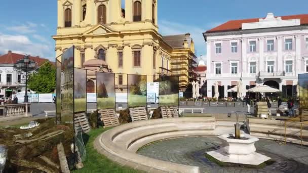 Timisoara Rumunia Kwietnia 2019 Plac Zwycięstwa Piękne Dekoracje Kwiatowe Międzynarodowym — Wideo stockowe