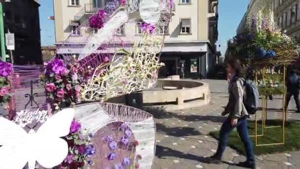 Timisoara Romania Nisan 2019 Zafer Meydanı Timfloralis Uluslararası Çiçek Festivali — Stok video