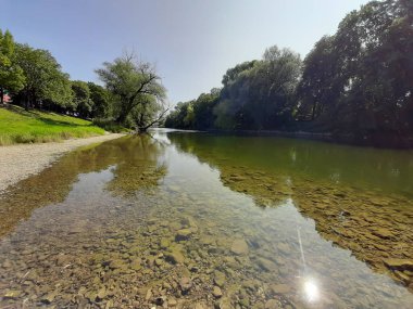 spring Danube river landscape near Regensburg city, Germany, Europe