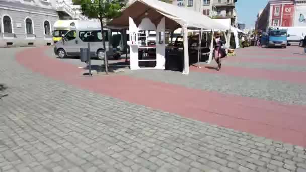 Timisoara Roménia Abril 2019 Praça Liberdade Preparação Para Festival Internacional — Vídeo de Stock