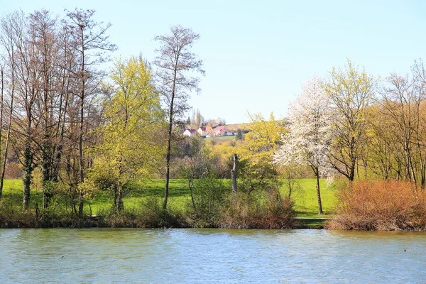 Regensburg Duitsland Mensen Fietsen Een Landelijke Weg Bij Zonsondergang Langs — Stockfoto