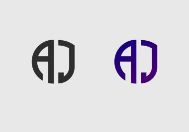 AJ harfli logo vektör şablonu yaratıcı modern şekilli renkli monogram Çember şirket logosu logosu!
