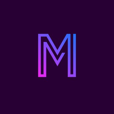 m harfi logosu, monogram m harfi, rengarenk gradyan harf logosu - 124; M ilk harf logo şablonu - 124; yaratıcı modern monogram çemberi 