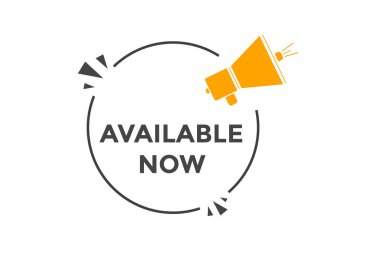 available now text web button template. available now sign label colorful