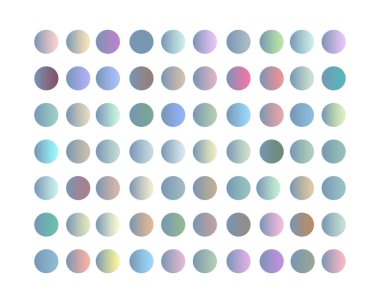 Pastel gradyan pürüzsüz ve canlı renk seti. tasarım için yuvarlak vektör şablonu