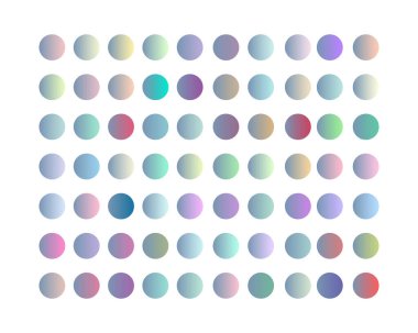 Pastel gradyan pürüzsüz ve canlı renk seti. tasarım için yuvarlak vektör şablonu
