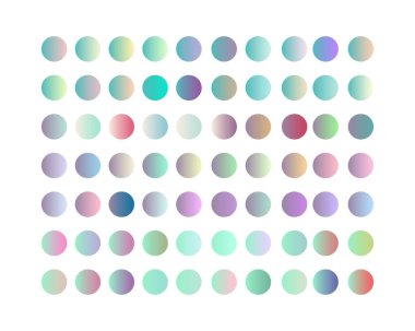 Pastel gradyan pürüzsüz ve canlı renk seti. tasarım için yuvarlak vektör şablonu