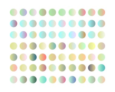 Pastel gradyan pürüzsüz ve canlı renk seti. tasarım için yuvarlak vektör şablonu
