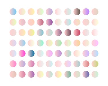 Uygulamalar için Pastel gradyan renk seti, ui, ux, web tasarımı, afiş, vb. Yuvarlak eğilim kümesi