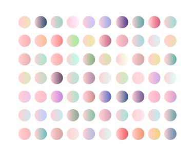 Uygulamalar için Pastel gradyan renk seti, ui, ux, web tasarımı, afiş, vb. Yuvarlak eğilim kümesi