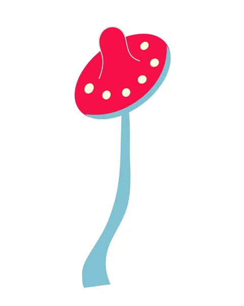 Muhamor op een geïsoleerde achtergrond. Hallucinogene paddenstoel paddenstoel. Herfst koppel. Oneetbare paddenstoel. Logo, badge of flyer ontwerp. Platte illustratie. — Stockvector