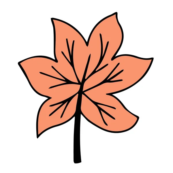 Φθινοπωρινό Φύλλο Γεια Σου Ότομ Χέρι Ζωγραφισμένο Στυλ Doodle Μεμονωμένη — Διανυσματικό Αρχείο