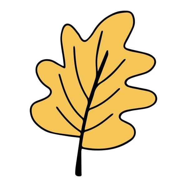 Hello Autumn Autumn Leaf Hand Drawn Doodle Style Isolated Illustration — Stock vektor