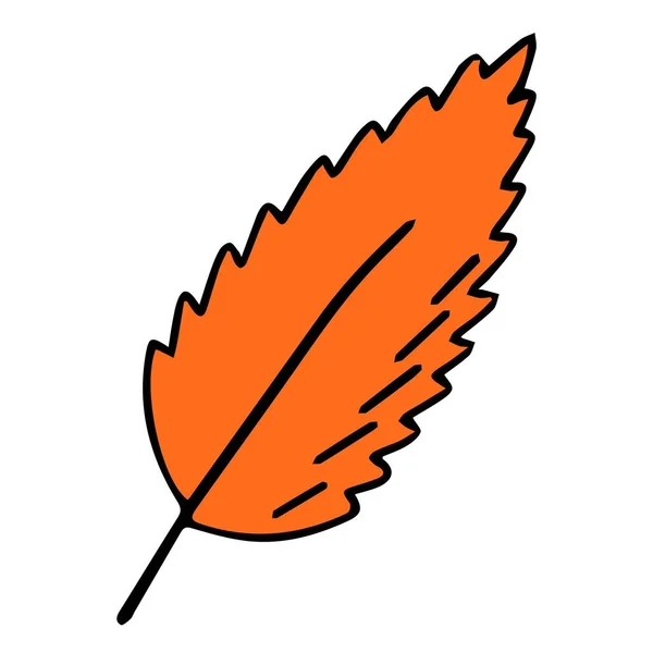 Autumn Leaf Red Doodle Style Hello Autumn Design Sticker Isolated — Archivo Imágenes Vectoriales