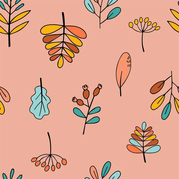Цветные Осенние Листья Бесшовном Оранжевом Фоне Привет Отом Текстиля Фона — стоковый вектор