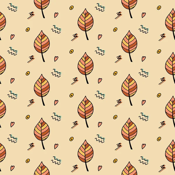 Φύλλα Του Φθινοπώρου Στυλ Σκίτσα Απρόσκοπτη Απεικόνιση Γεια Σου Ότομ — Διανυσματικό Αρχείο