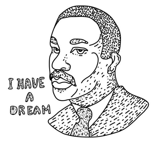Ilustración Dibujada Mano Martin Luther King Para Celebrar Día Mlk — Vector de stock