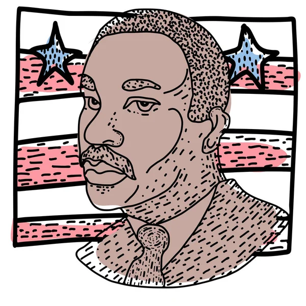 Ręcznie Rysowana Ilustracja Martina Luthera Kinga Okazji Dnia Mlk Tekstura — Wektor stockowy