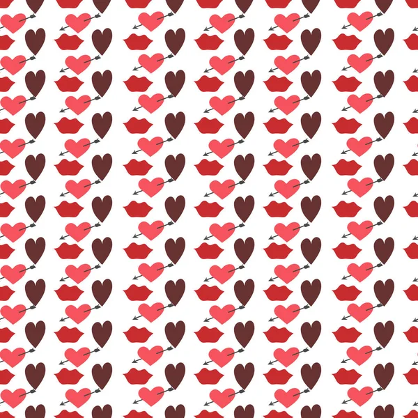 Valentines Day Romantický Bezproblémový Vzor Srdcem Amor Krystaly Cupcakes — Stockový vektor