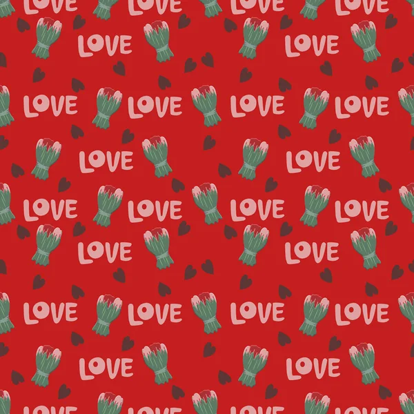 Valentines Day Romantický Bezproblémový Vzor Srdcem Amor Krystaly Cupcakes — Stockový vektor