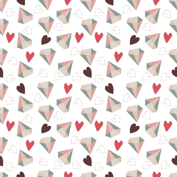 Día San Valentín Patrón Romántico Sin Costuras Con Corazones Cupidos — Archivo Imágenes Vectoriales