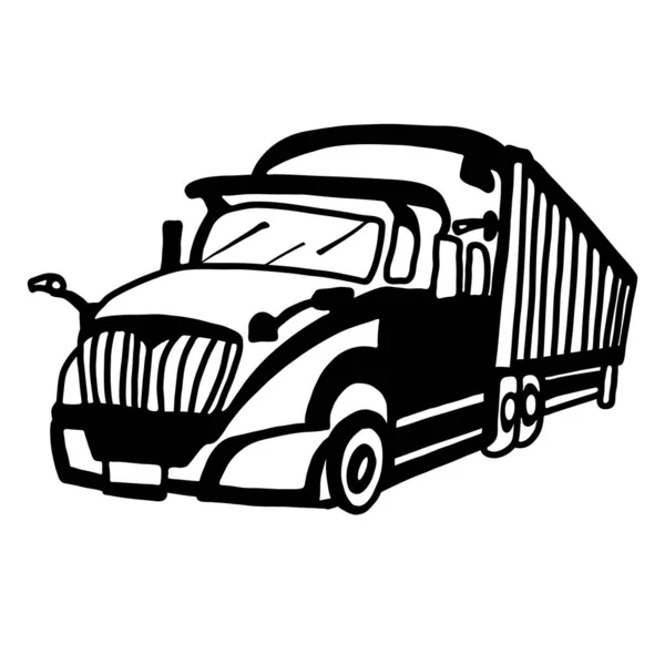 Vector Illustratie Van Vrachtwagen Zwart Silhouet Van Een Grote Vrachtwagen — Stockvector