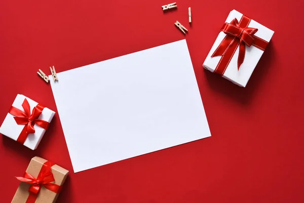 Letter Santa Christmas Red Background Decoration — Stock Photo, Image