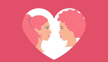 Eşcinsel bir çift. Sevgililer Günü. Valentine kartı.