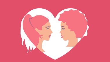 Eşcinsel bir çift. Sevgililer Günü. Valentine kartı.