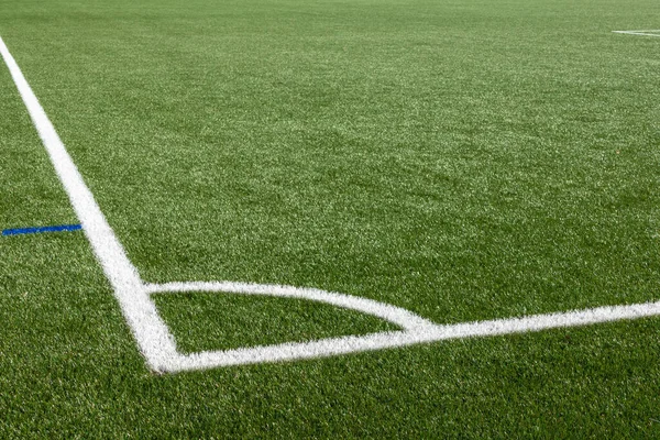 Close Shot Football Field Artificial Turf White Markings — Stock Photo, Image