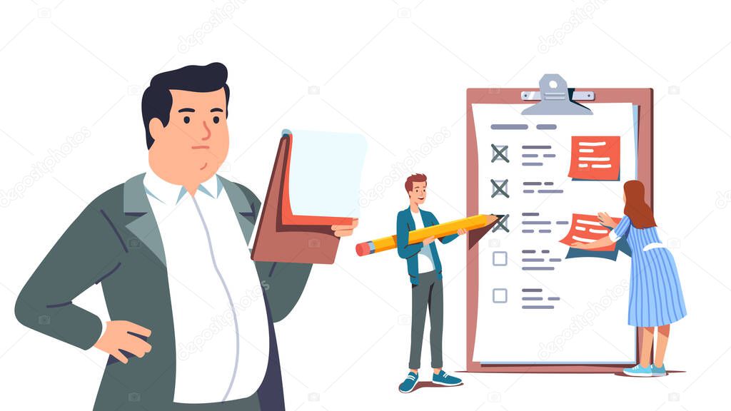 Business people completing checklist