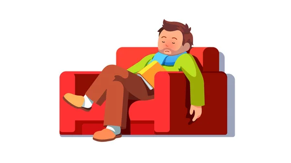Doente no cachecol se recuperando da febre no sofá —  Vetores de Stock
