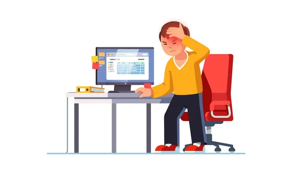 Man lider plötslig hjärnblödning attack på arbetsplatsen — Stock vektor