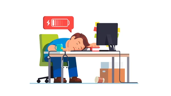 Médecin travailleur médical s'est endormi sur le lieu de travail — Image vectorielle