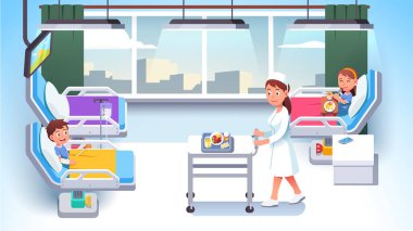 Hasta kız ve yaralı çocuk hastanede yatıyor.