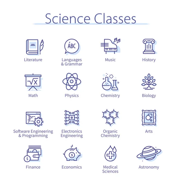 Clases de ciencias y estudios universitarios — Archivo Imágenes Vectoriales