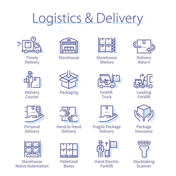 Logistik dan paket pengiriman. Pengiriman kotak paket - Stok Vektor