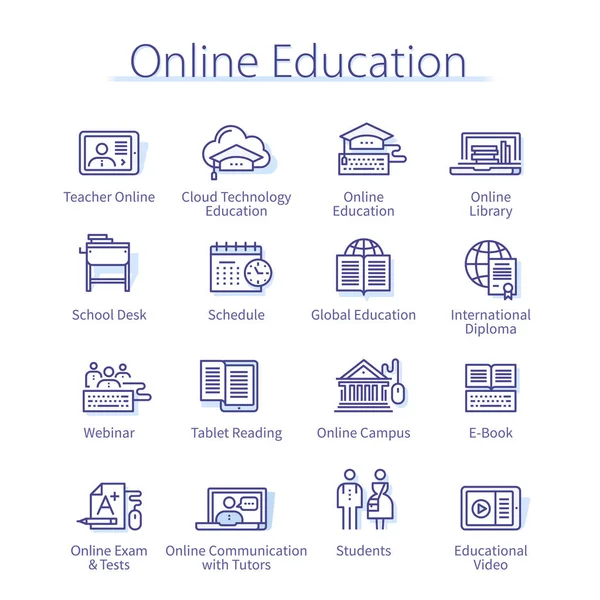 Онлайн-образование, электронное обучение и набор веб-исследований Векторная Графика