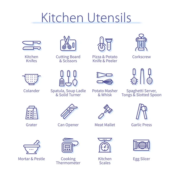 Utensílios de cozinha conceito. Conjunto de ferramentas de cozinha em casa Gráficos Vetores