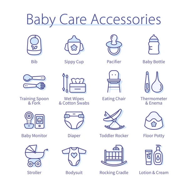 Accessoires de soins pour bébés pour l'alimentation, biberon — Image vectorielle